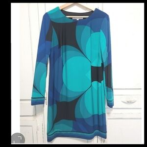 Taylor Swift inspired Retro 70s Camellia black green blue flower dress Size 12●